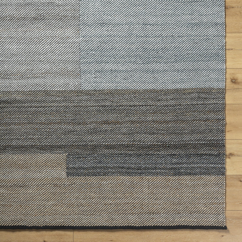 Rectangle Campbelle Patchwork Hand Woven Flatweave Recycled P.E.T. Indoor/Outdoor Area Rug in Gray, Rectangle 6' x 9'