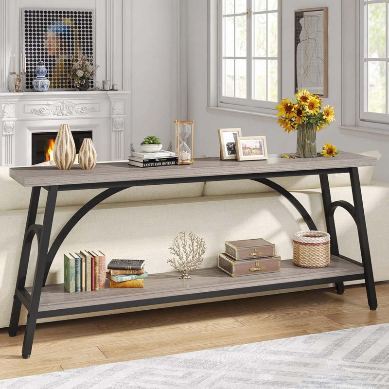 Merga 70.86'' Console Table, Gray/Black