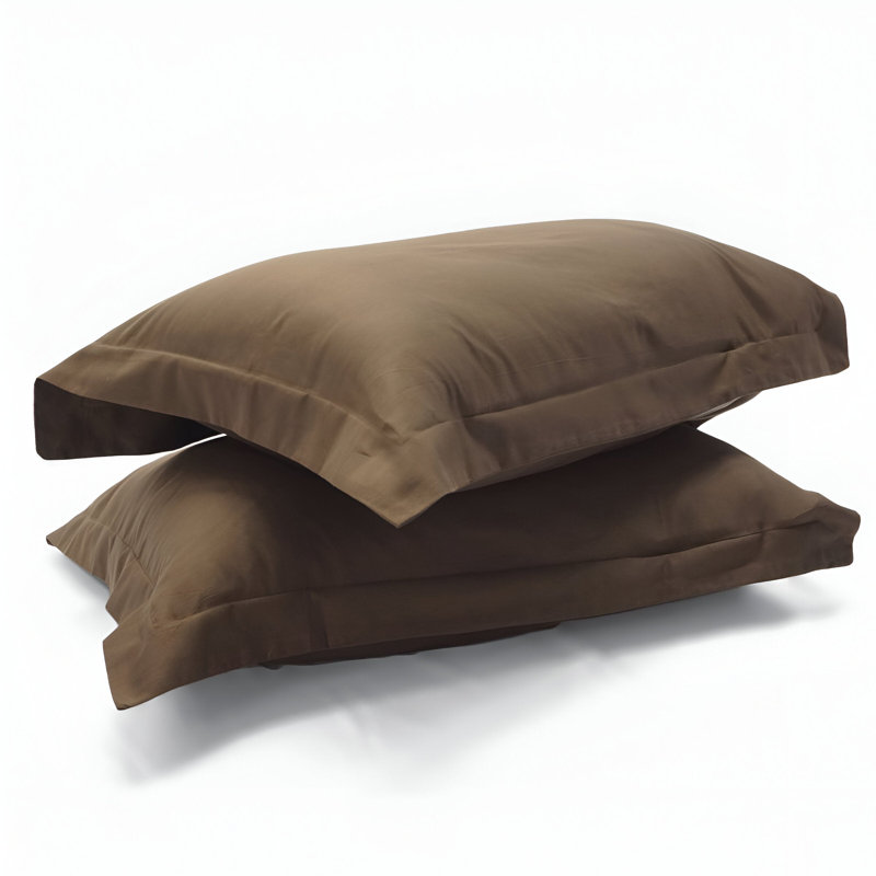 400TC Sateen Solid Cotton Pillow Sham, Chocolate