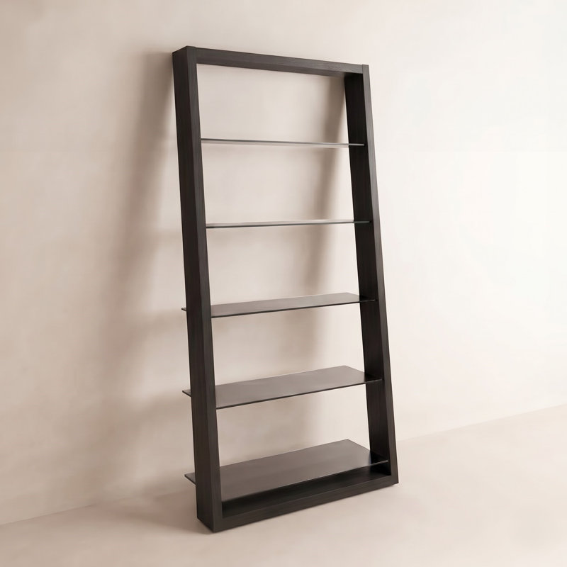 Eileen Blanc 74" H x 34.25 W Ladder Bookcase, Charcoal Stained Ash