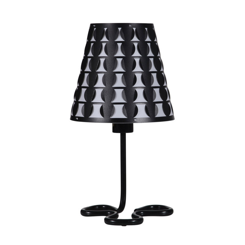 16" Traci Black Geometric Metal Table Lamp