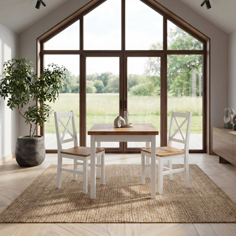 Picar Solid Wood Dining Table, White Honey