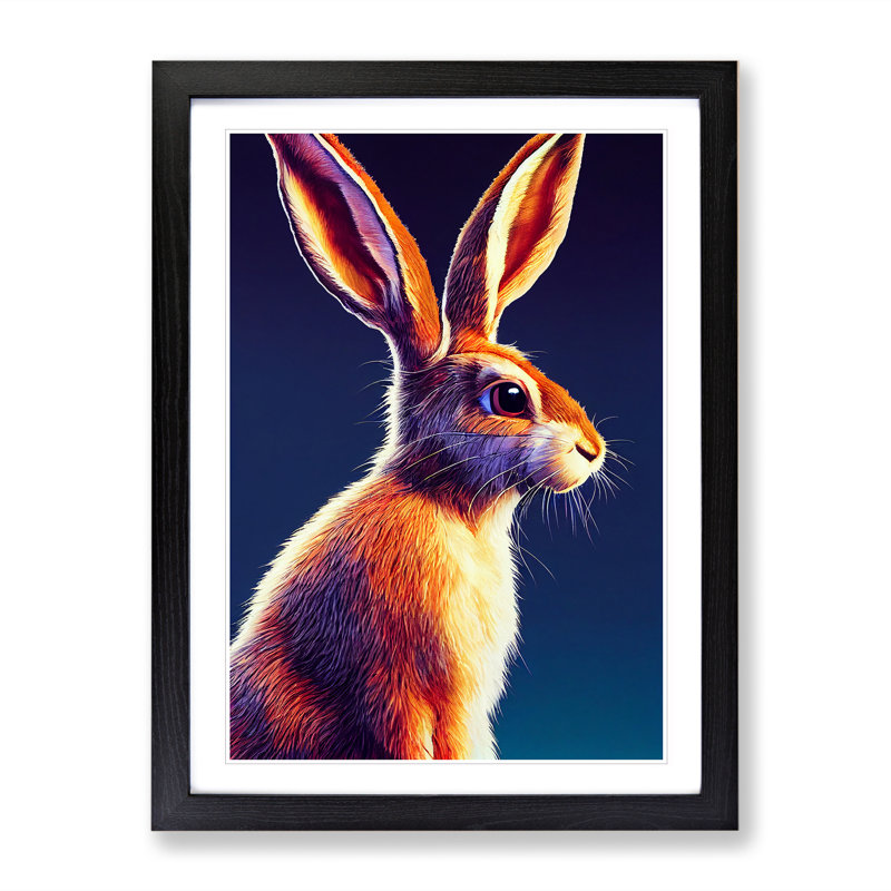 Fair Hare - Single Picture Frame Print, Black, 64cm H x 46cm W x 2cm D