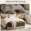 Banc de rangement rembourré bouclé de 47,5 po avec couvercle relevable et pieds en bois massif-1456842115