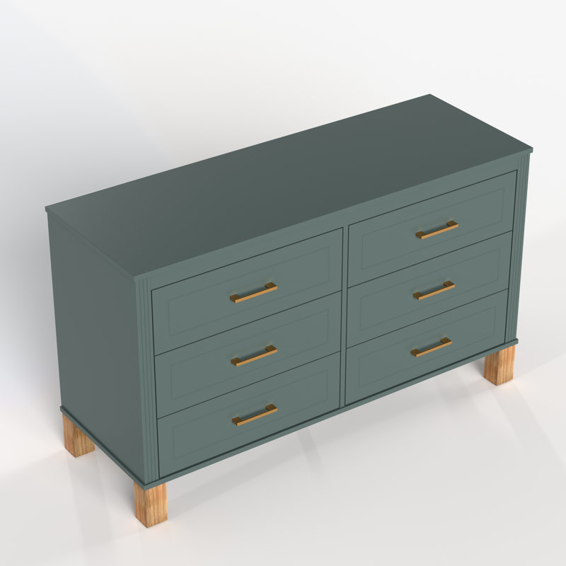 Commode double 6 tiroirs en bois robuste, Blue