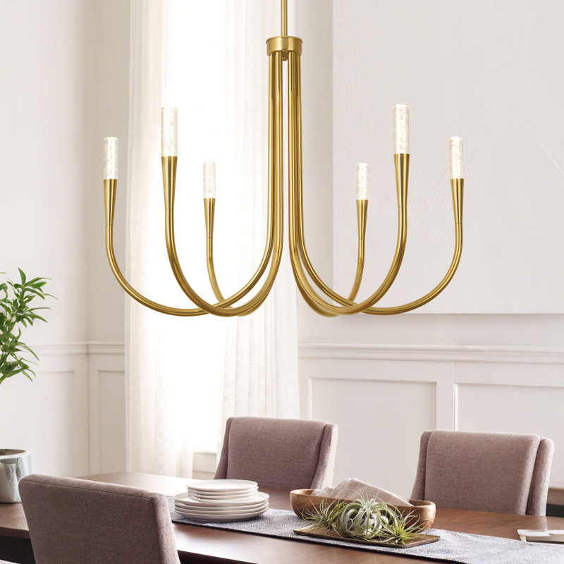 6-Light Candle Style LED Chandelier, Gold