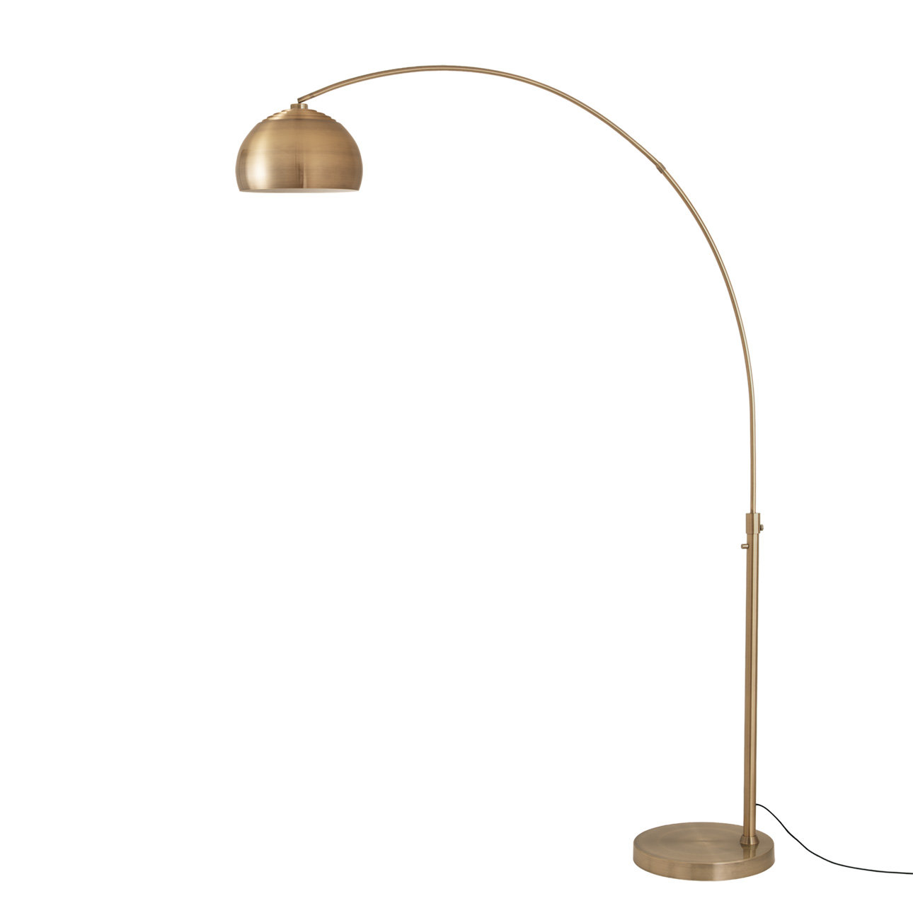 Half Dome 92" Arc Lamp - Weathered Brass, Steel Base, Steel Shade, Dimmable, Bulb Included