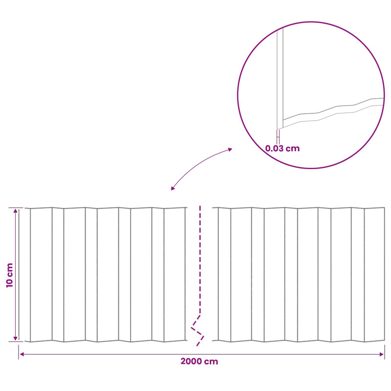 Galvanised Steel Lawn Edging Fencing, 10cm H x 2000cm W