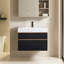 30 po Meuble-lavabo mural noir avec comptoir en acrylique intégré blanc et lavabo non assemblé-118343022