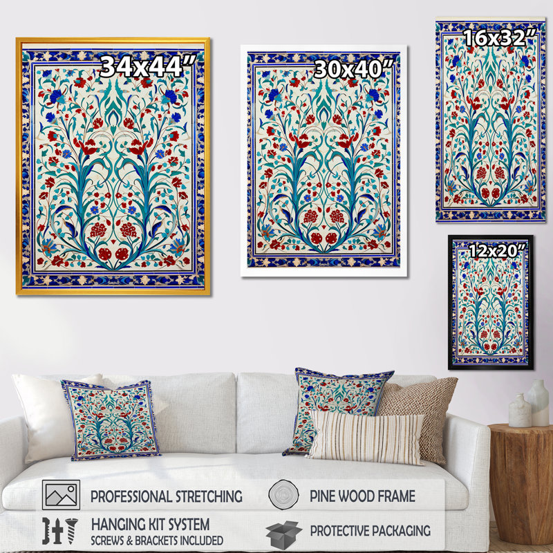 «Blue Tile», art mural mural marocain II, Toile tendue, H 44 po x l 34 po x P 1,5 po