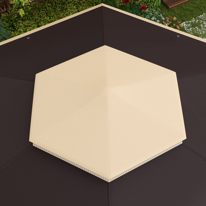 Pop Up Gazebo, Hexagonal Canopy Shelter With 6 Zippered Mesh Netting, Event Tent With Strong Steel Frame For Patio, Backyard, Garden, Wedding, Party