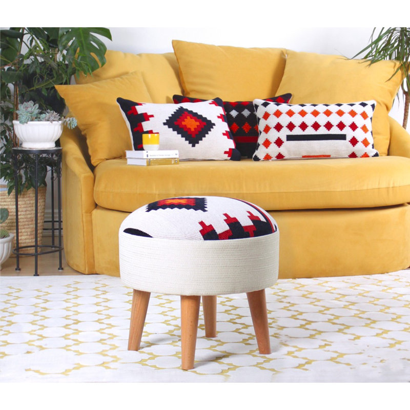 Parrottsville 46cm Wide Round Abstract Footstool Ottoman
