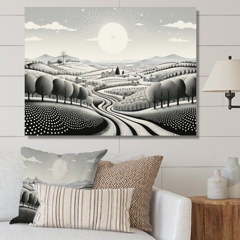 Récolte monochrome d'hiver Farm IV, H 34 po x l 44 po x P 1,5 po, Toile tendue