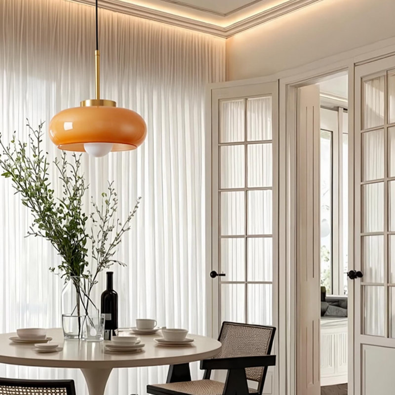 Luminaire suspendu en verre 1 lumière Médiéval, H 9,84 po x l 11,02 po x P 11,02 po