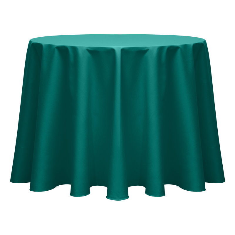 Cotton Twill Round Tablecloth, Teal, 10, 102" L x 102" W