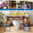 79" U-Shaped Computer Desk, Power Outlets & LED Lights with Monitor Stand for Home Office-391124944