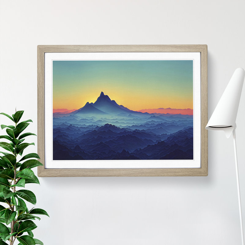 XH1022-6829X Peaceful Mountain Sunrise Vol.3 - Picture Frame Print, 34cm H x 46cm W, Beige
