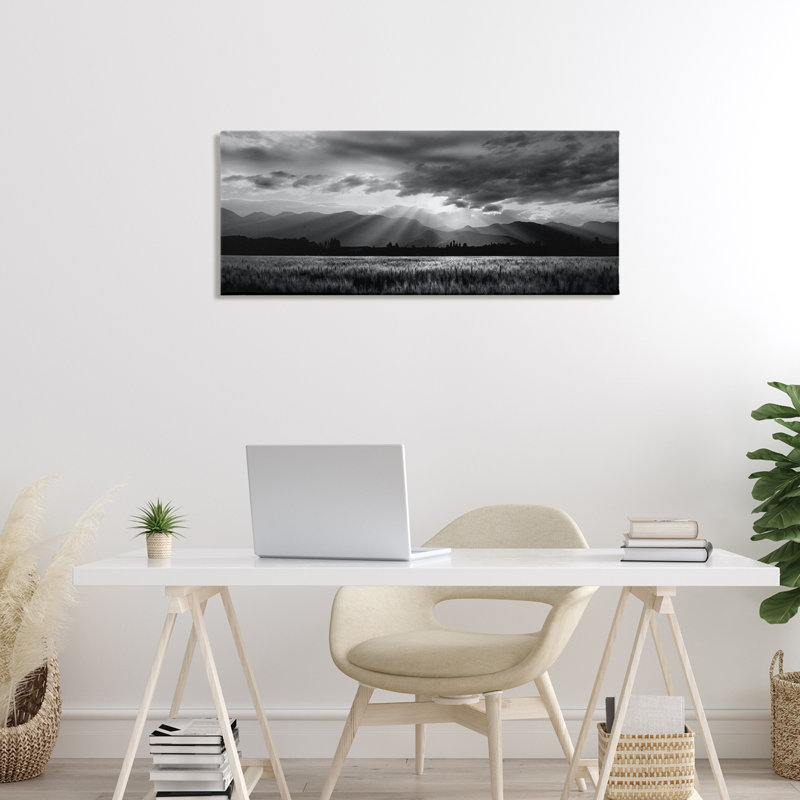 Toile du soleil des montagnes, toile de Steve Toole, H 13 po x l 30 po