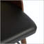 Tabouret de bar en bois - Finition noyer foncé avec coussin en polyuréthane noir et dossier en rotin-416286205