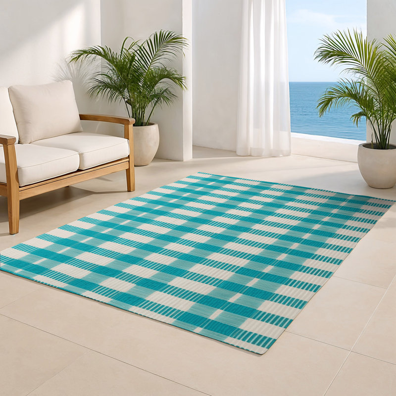 Tapis d'intérieur et d'extérieur à carreaux vert, Rectangle 4pi x 6 pi