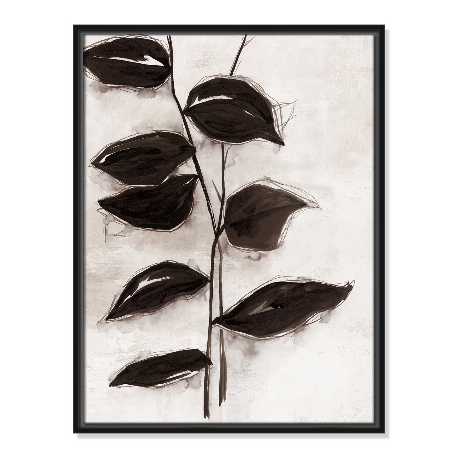 Leaves I by Eva Watts, Black Framed, 25.5" H x 19.5" W x 2" D