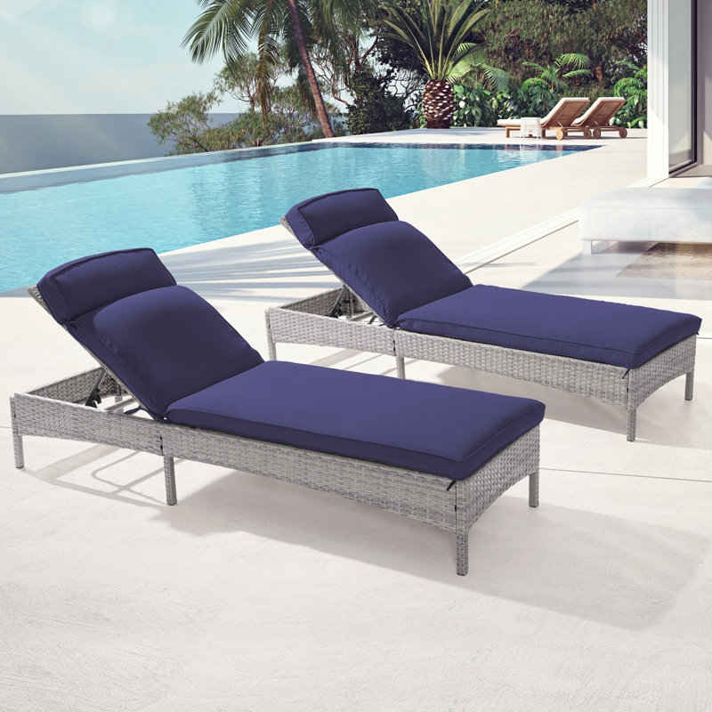 Lorise 2 - Person Outdoor Seating Group with Cushions, Navy Blue