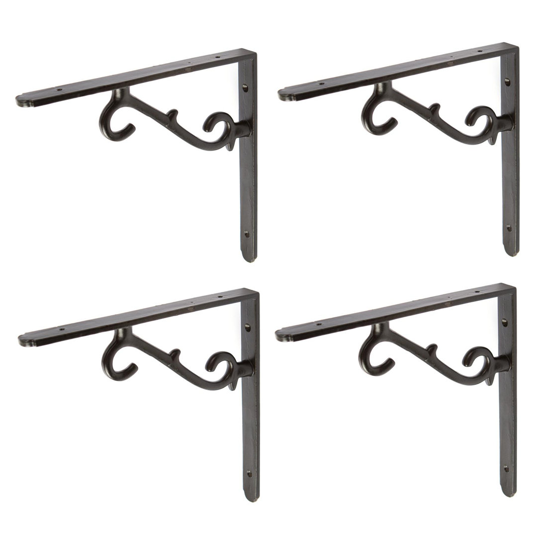 Hammer & Tongs - Scroll Iron Shelf Bracket - D205mm - Black