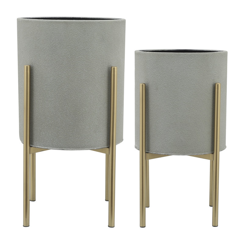 Ensemble de 2 pots à fleurs Aideen pour l'intérieur et l'extérieur - ensemble de 2, Mastic solide