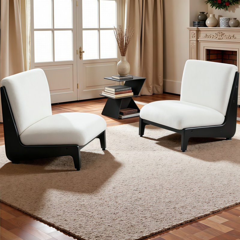 Ensemble de 2 chaises d'appoint Elegant, Blanc et noir