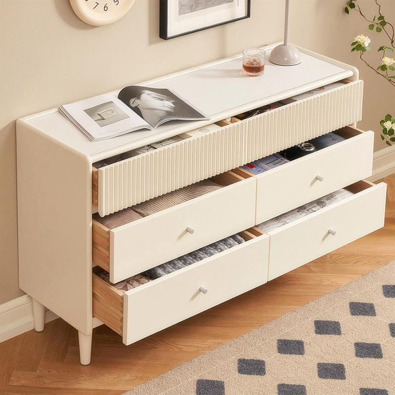 Modern Crystal-cream Solid Wood Accent Cabinet