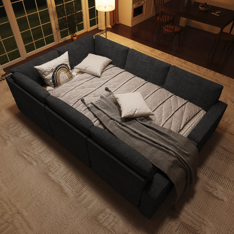 Canapé modulaire en U Seybert, Chenille grise foncée, H 36 po x l 110,2 po x P 58,4 po
