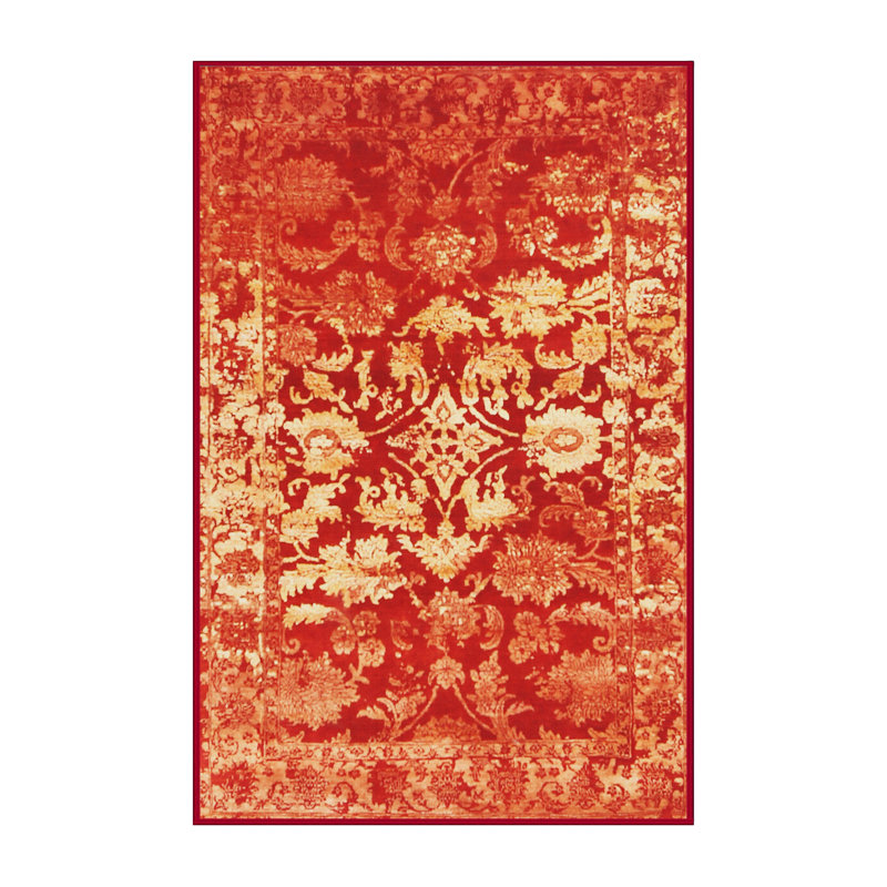 Tapis contemporain rouge / jaune Nia, Rectangle 8 pi x 12 pi