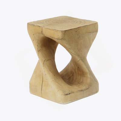 MGO Twist Shape Side Table, Wood-Like Texture, Natural Color, Durable And Weather-Resistant For Indoor And Outdoor Use