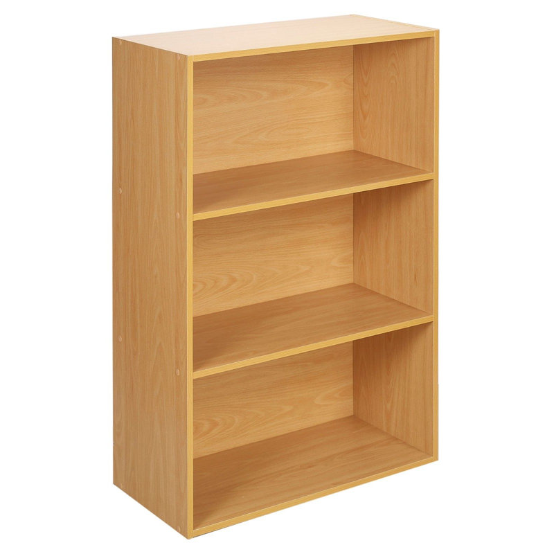 Yuliana 90cm H x 60cm W Wood Standard Bookcase, Beech, (3 Shelves) 34"H x 47"W x 13"D.
