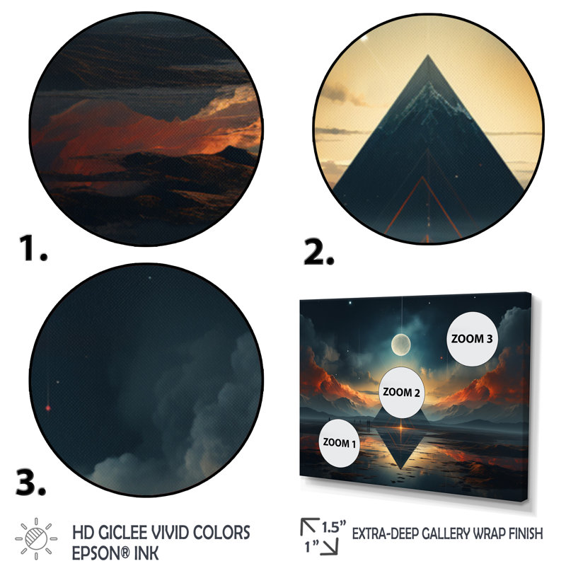 Ciel céleste, rêves géométriques sur toile, Cadre simple blanc, H 16 po x l 32 po x P 1 po