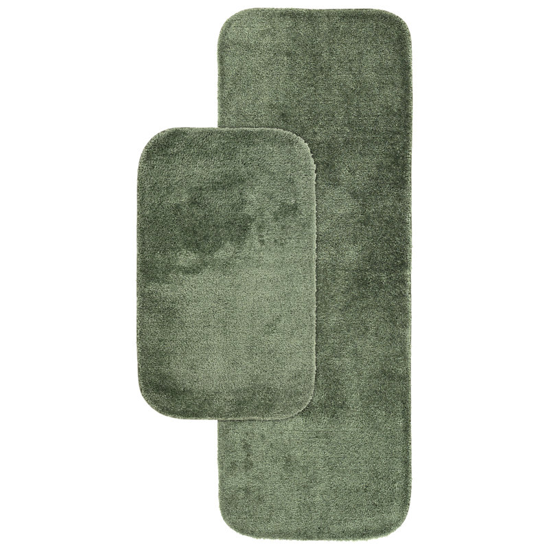 Mccluney Traditional Nylon 2 Piece Bath Rug Set with Non-Slip Backing, Green