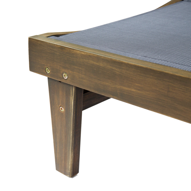 Chaise longue inclinable en acacia Gunnarr, Gris foncé / Gris