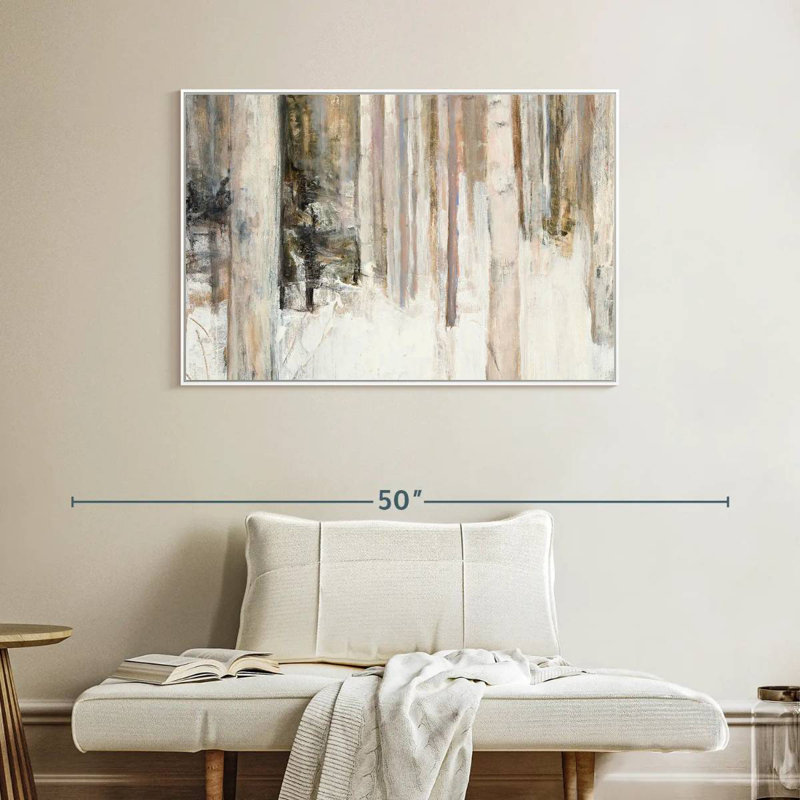 Lumière chaude d'hiver II, 40 po x 27 po, Cadre flottant blanc