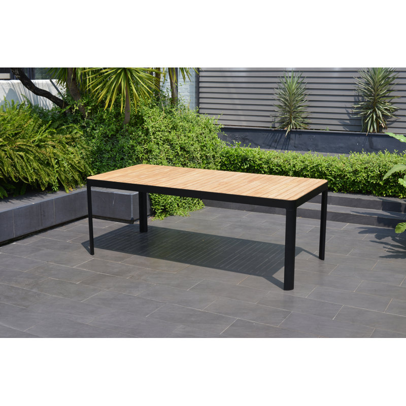 Bahjat 9pc Outdoor Patio FSC Solid Teak Dining Set