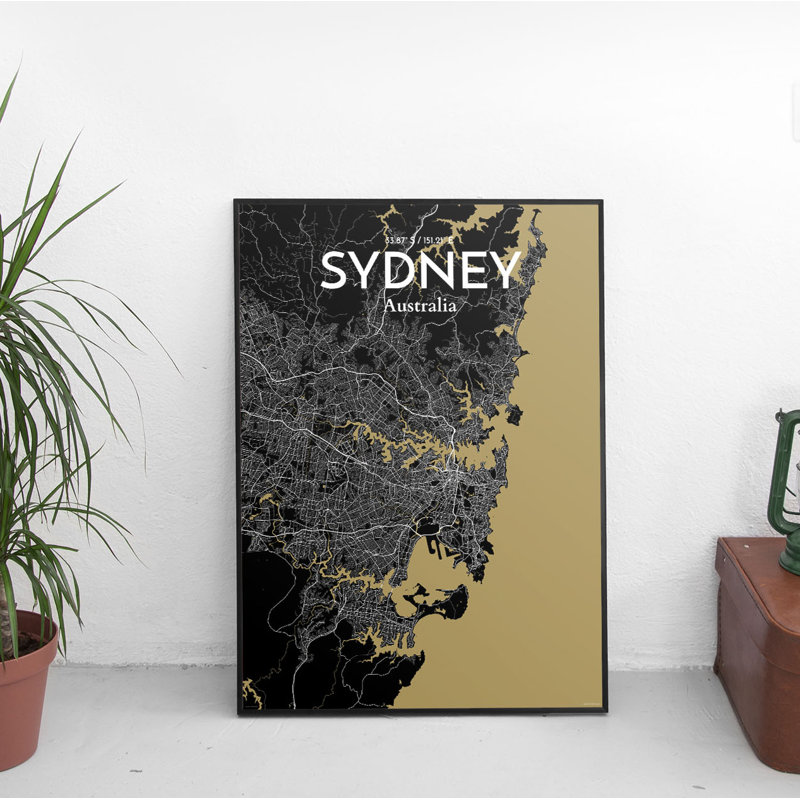 Sydney city map 1 Piece Wall Art, 70cm H x 50cm W x 0.13cm D