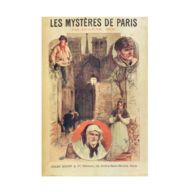 Art français sur toile, Les mystères de Paris, Eugène Sue, fin du 19e siècle, H 32 po x l 22 po
