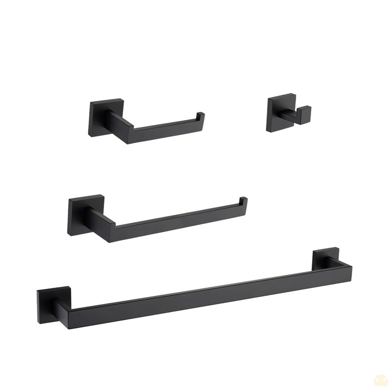 4 - Piece Bathroom Hardware Set, Matte Black