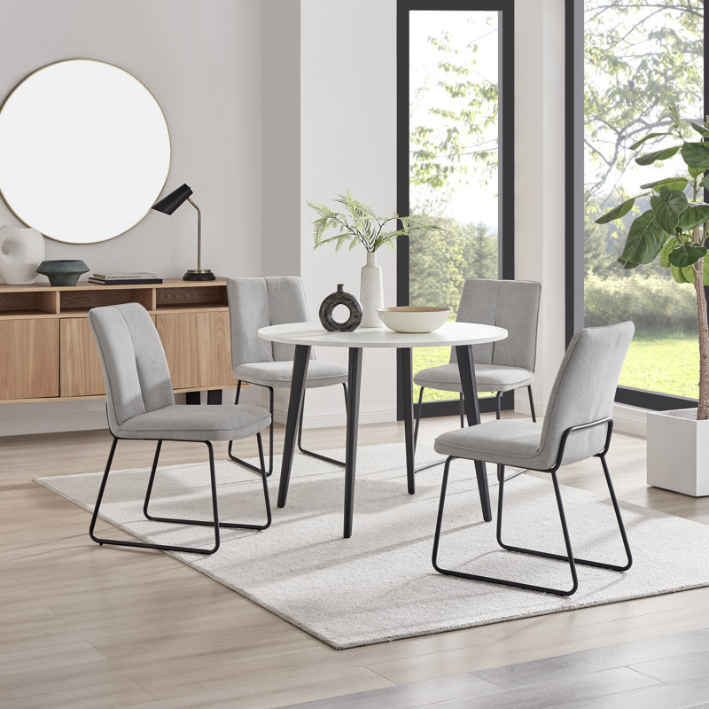 Betsab 4 - Person Dining Set, White/Black, Light Grey