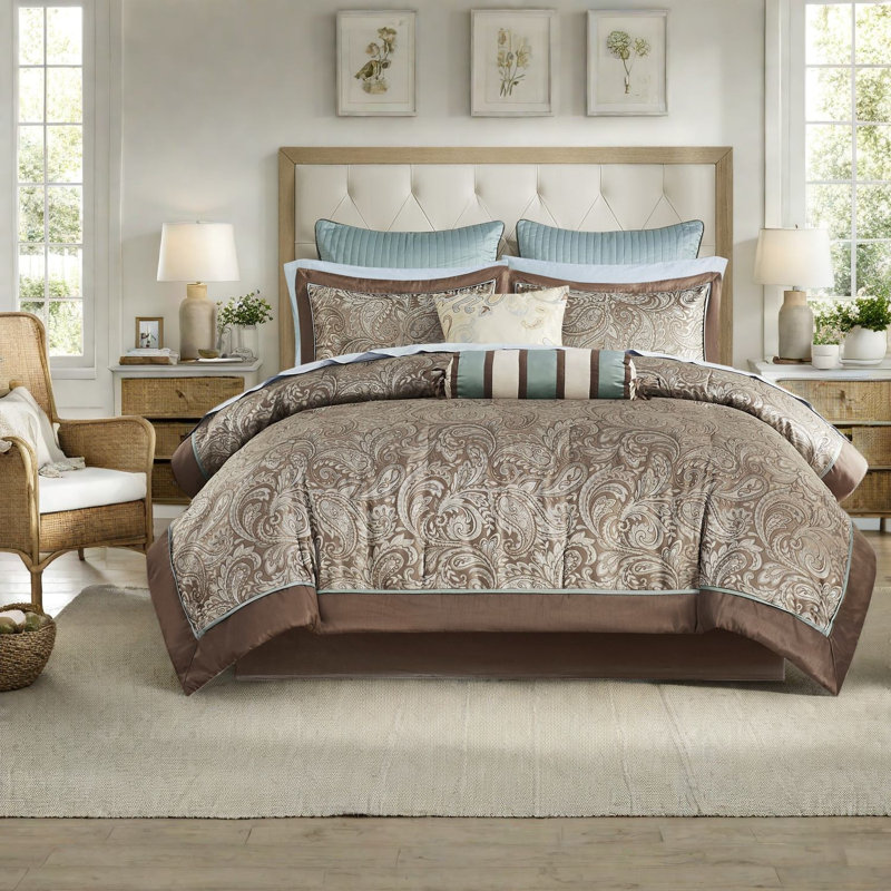 Ensemble complet de literie pour très grand lit, draps en coton, motif cachemire moderne pour la maison