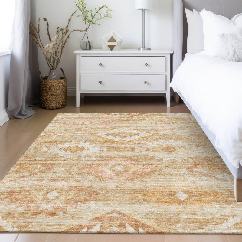 Tianni Washable Southwestern Indoor / Outdoor Rug, Rectangle 10' x 14'