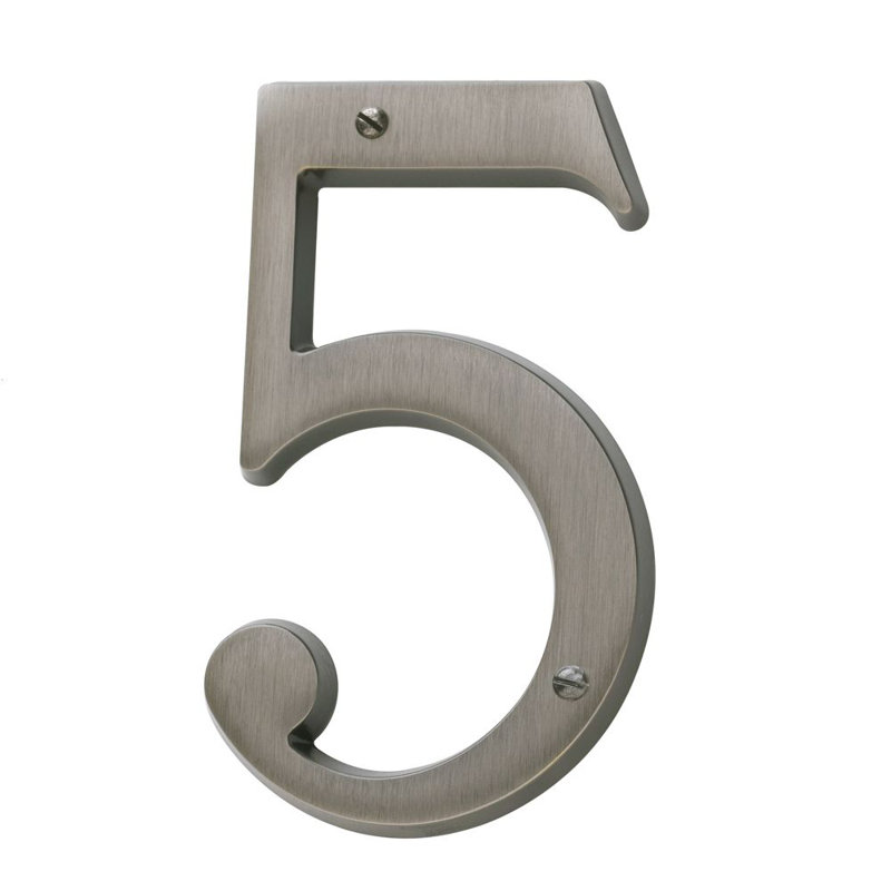 4.75" H Brass House Number, Vintage Brass, 5