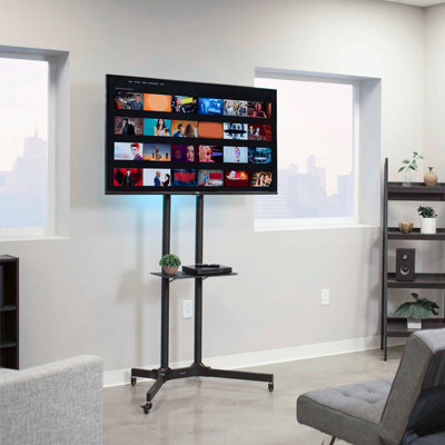 Black Mobile TV Cart