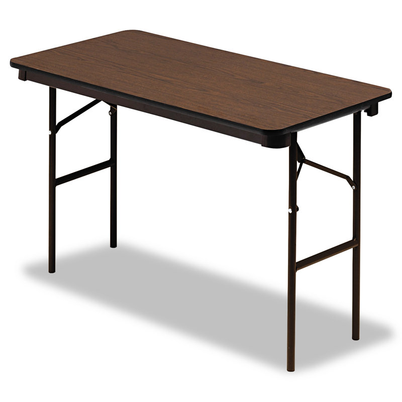 Walnut Laminate Folding Table with Steel Legs, 24" x 48"