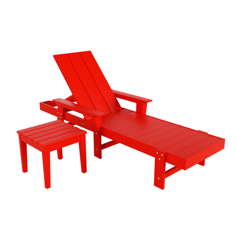 Joubert Outdoor Chaise Lounge Set with Table, Red