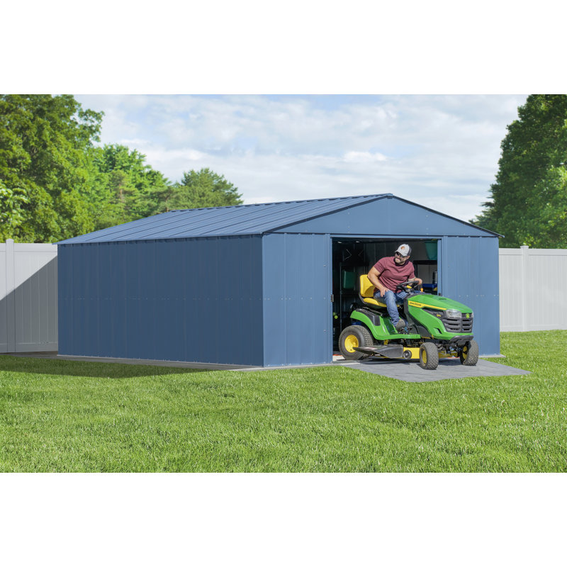 14 ft x 17 ft Blue Grey Steel Storage Shed